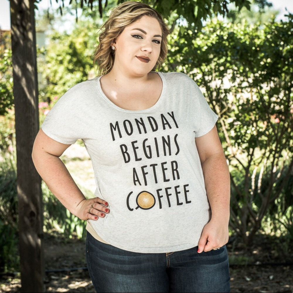 NEW Monday Begins After Coffee Graphic Tee XL, 2XL - Picture 1 of 2